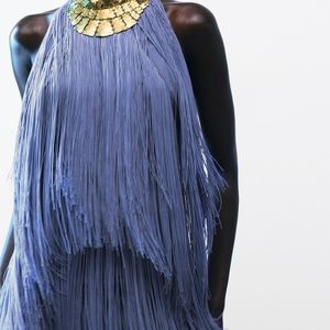Zara lavender short fringed dress BNWT